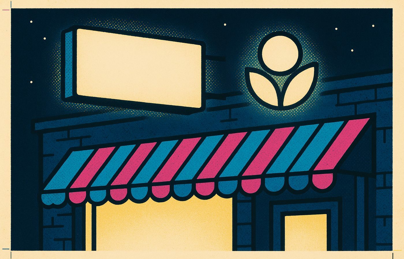 Illustration CMJN dune enseigne lumineuse de façade