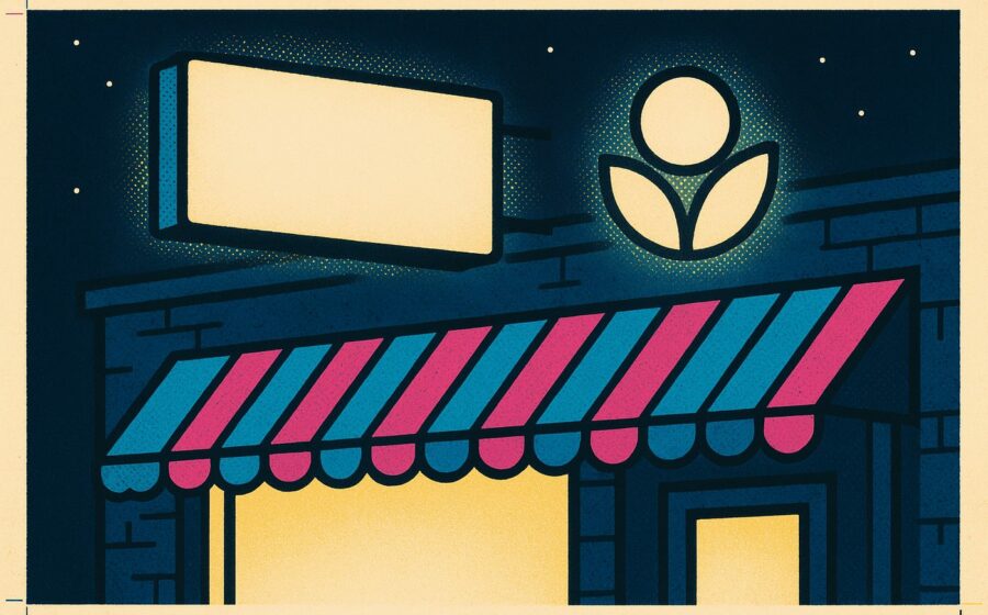 Illustration CMJN dune enseigne lumineuse de façade