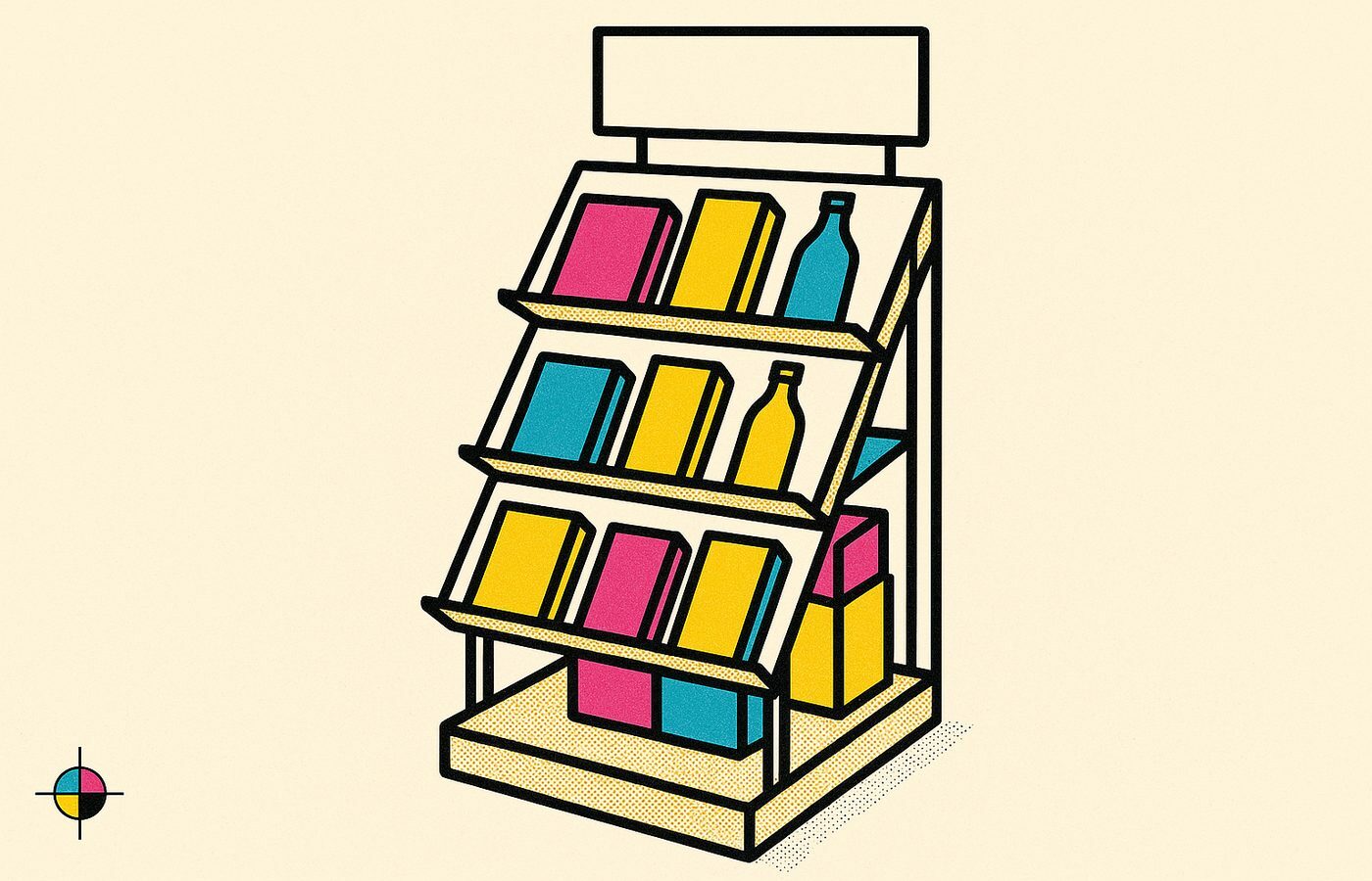 Illustration CMJN dun présentoir de magasin