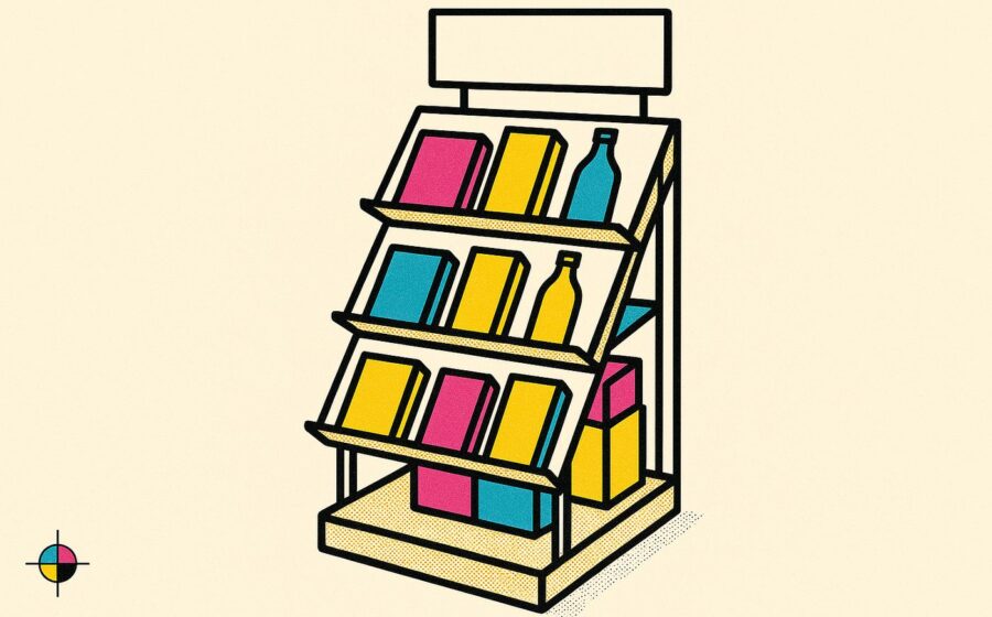 Illustration CMJN dun présentoir de magasin