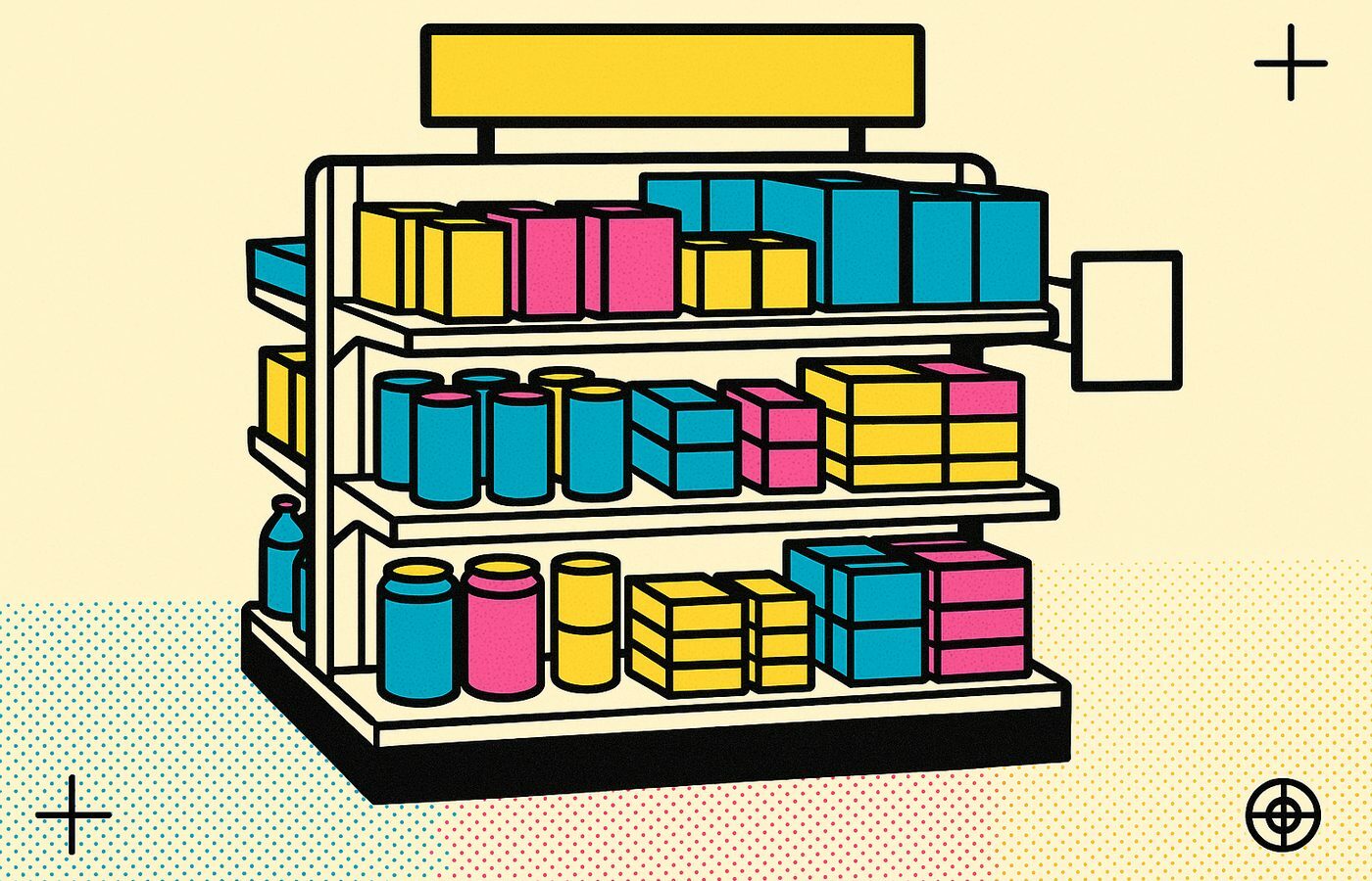 Illustration CMJN dune tête de gondole de magasin