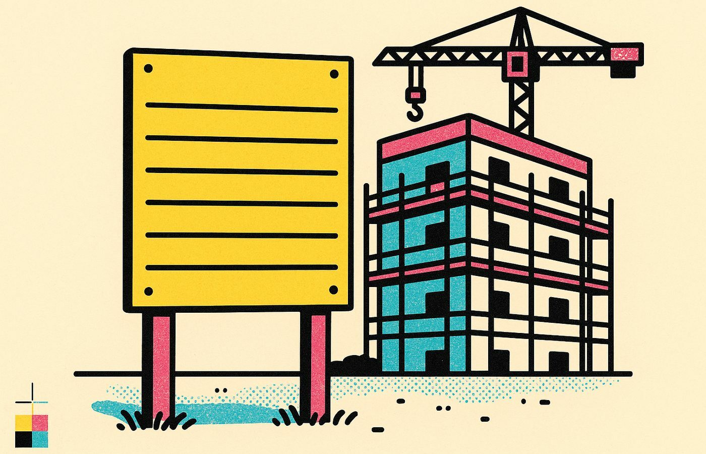 Illustration CMJN dun panneau daffichage de permis de construire