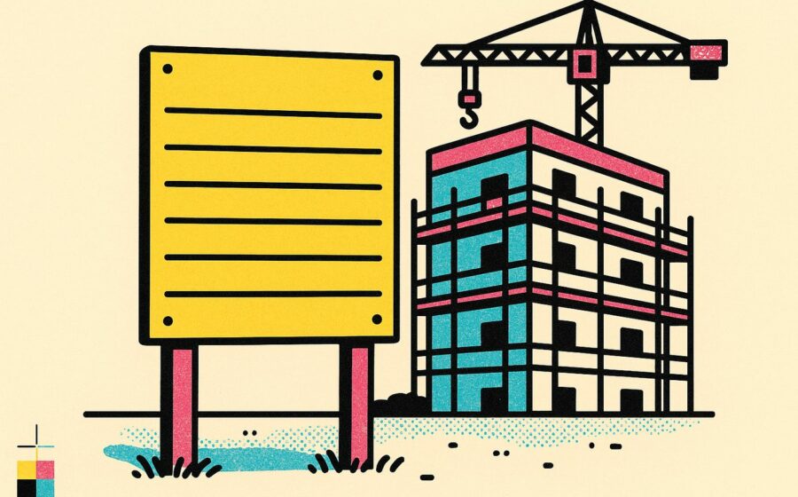 Illustration CMJN dun panneau daffichage de permis de construire